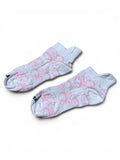 Pink bubble ankle socks on white background with fun textured bubble design, 100% cotton made in USA